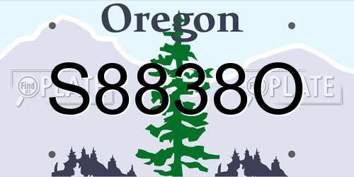 S8838O Oregon License Plate