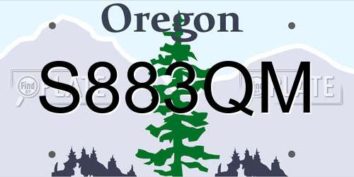 S883QM Oregon License Plate