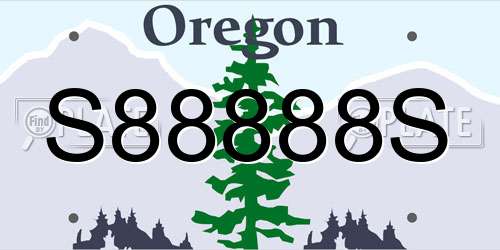 S88888S Oregon License Plate