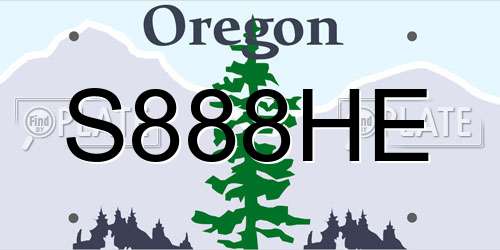 S888HE Oregon License Plate