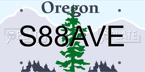 S88AVE Oregon License Plate