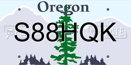 S88HQK Oregon License Plate