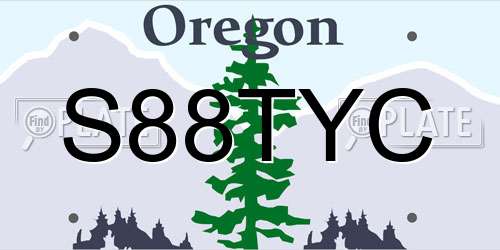S88TYC Oregon License Plate