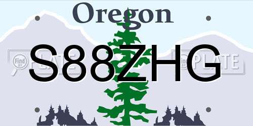 S88ZHG Oregon License Plate