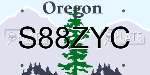 S88ZYC Oregon License Plate