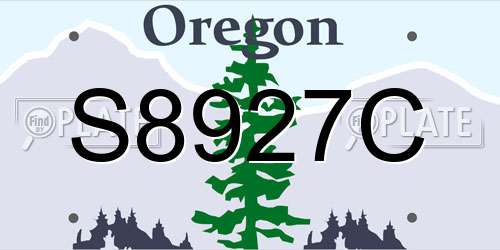 S8927C Oregon License Plate