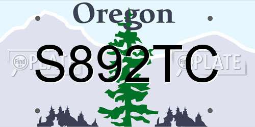 S892TC Oregon License Plate