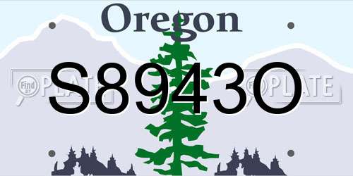S8943O Oregon License Plate