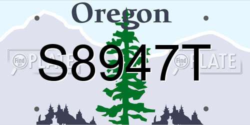 S8947T Oregon License Plate
