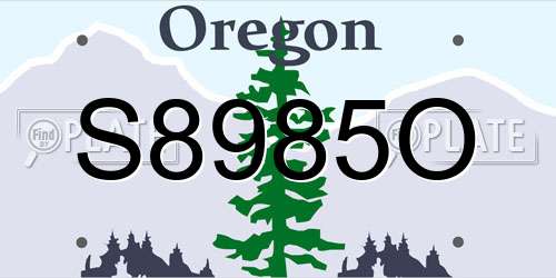 S8985O Oregon License Plate