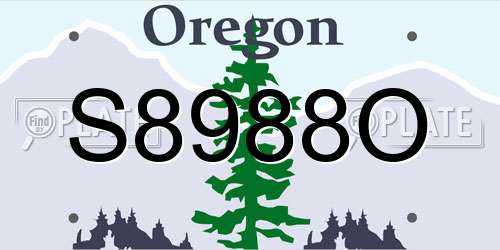 S8988O Oregon License Plate
