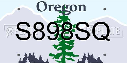 S898SQ Oregon License Plate