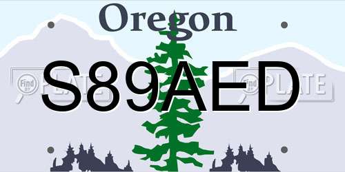S89AED Oregon License Plate
