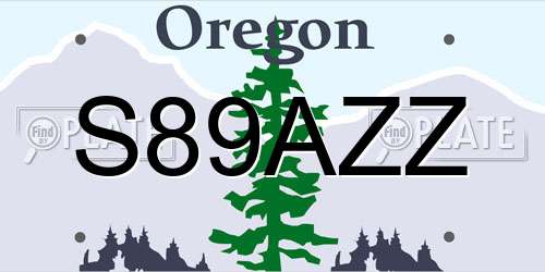 S89AZZ Oregon License Plate