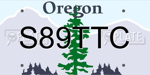 S89TTC Oregon License Plate