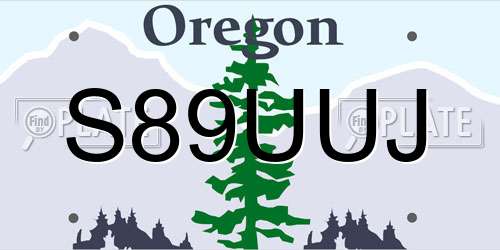 S89UUJ Oregon License Plate