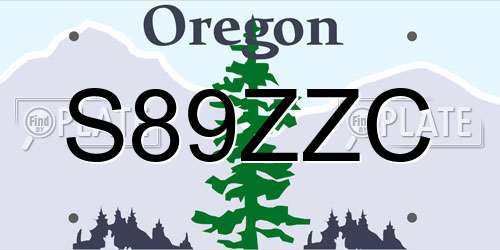 S89ZZC Oregon License Plate