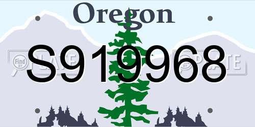 S919968 Oregon License Plate