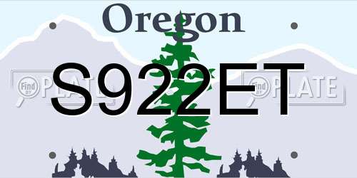 S922ET Oregon License Plate