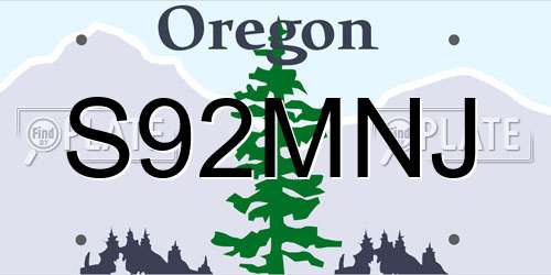 S92MNJ Oregon License Plate