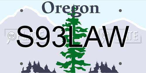 S93LAW Oregon License Plate