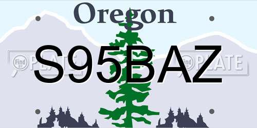 S95BAZ Oregon License Plate
