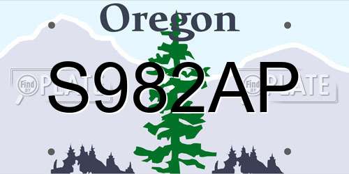 S982AP Oregon License Plate