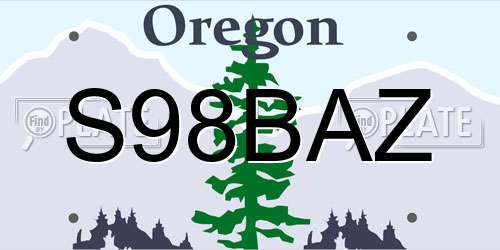 S98BAZ Oregon License Plate