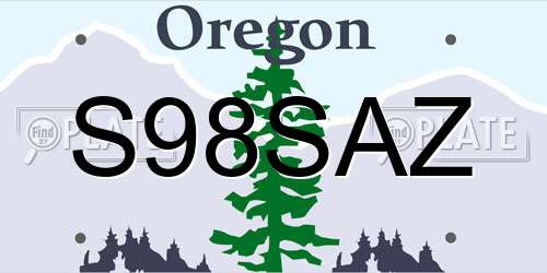S98SAZ Oregon License Plate