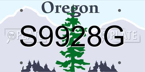 S9928G Oregon License Plate