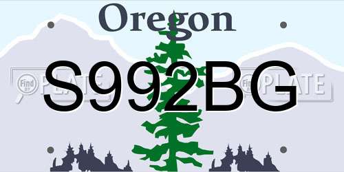 S992BG Oregon License Plate