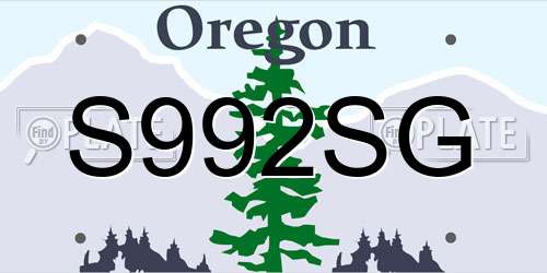 S992SG Oregon License Plate