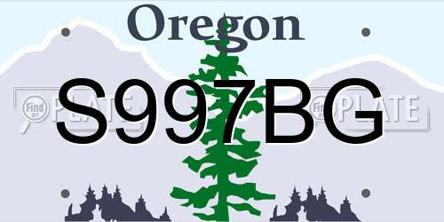 S997BG Oregon License Plate
