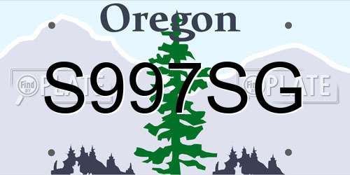 S997SG Oregon License Plate