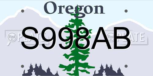 S998AB Oregon License Plate