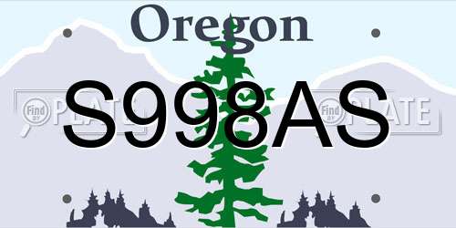 S998AS Oregon License Plate