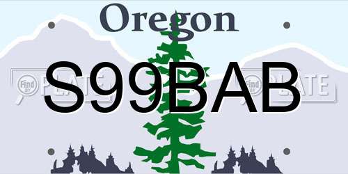 S99BAB Oregon License Plate