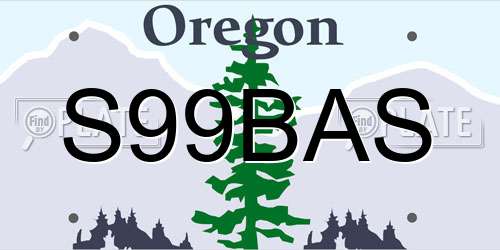 S99BAS Oregon License Plate