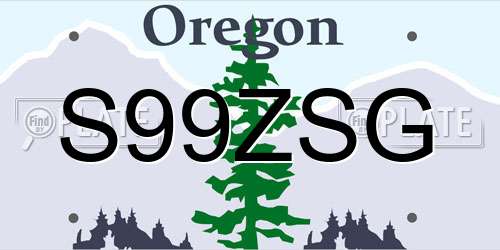 S99ZSG Oregon License Plate