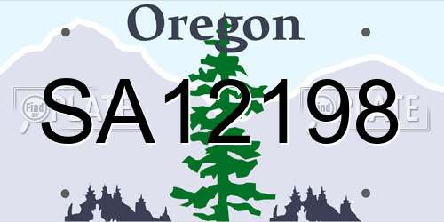 SA12198 Oregon License Plate