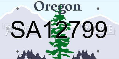 SA12799 Oregon License Plate