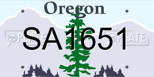SA1651 Oregon License Plate