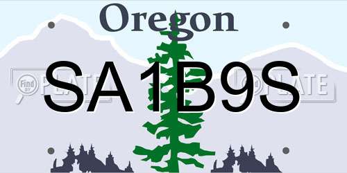 SA1B9S Oregon License Plate