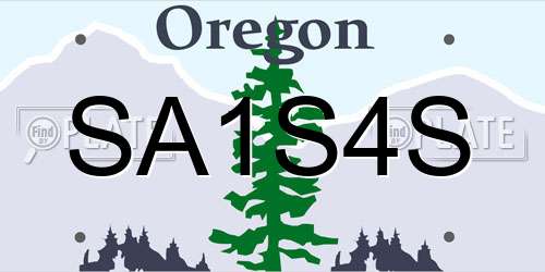 SA1S4S Oregon License Plate