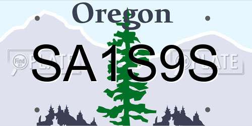 SA1S9S Oregon License Plate
