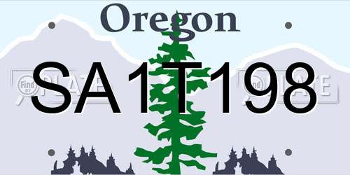 SA1T198 Oregon License Plate