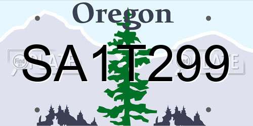 SA1T299 Oregon License Plate