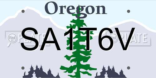 SA1T6V Oregon License Plate