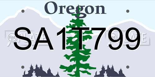 SA1T799 Oregon License Plate