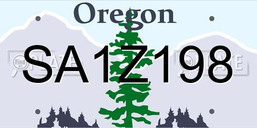 SA1Z198 Oregon License Plate